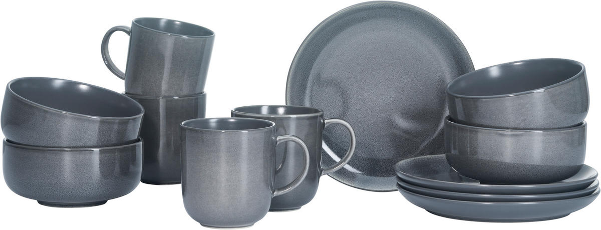 FRÜHSTÜCKSSERVICE  - Grau Hochglanz, Basics (33,5/21,5/22cm) - Ritzenhoff Breker