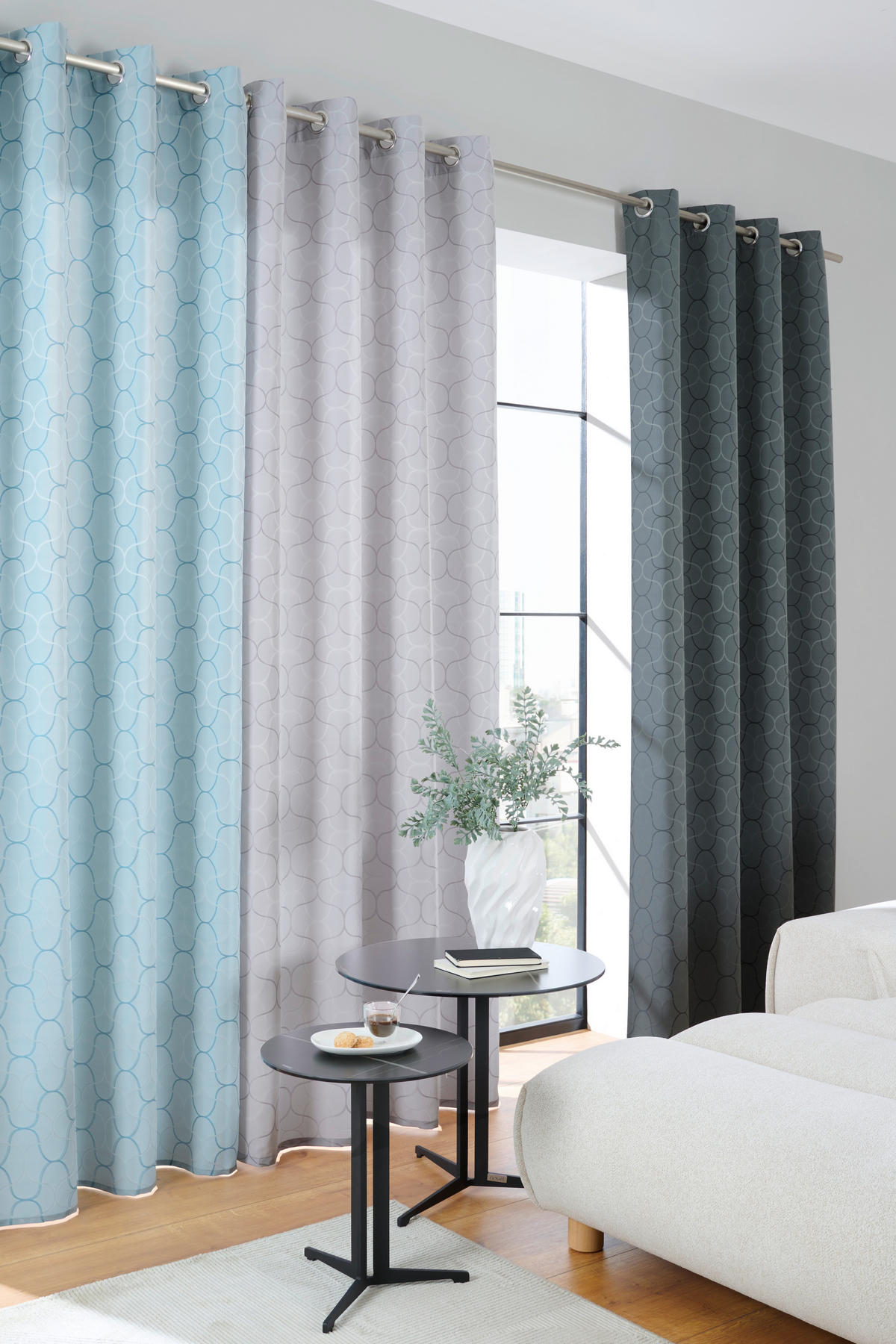 ZÁVĚS S OČKY, neprůsvitné, 140/245 cm - antracitová, Konvenční, textil (140/245cm) - Esposa