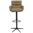 BARHOCKER in Metall, Leder Schwarz, Taupe  - Taupe/Schwarz, Design, Leder/Metall (54/105/53cm) - Dieter Knoll