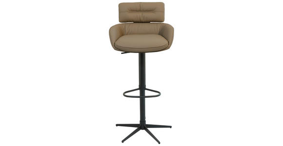 BARHOCKER in Metall, Leder Schwarz, Taupe  - Taupe/Schwarz, Design, Leder/Metall (54/105/53cm) - Dieter Knoll