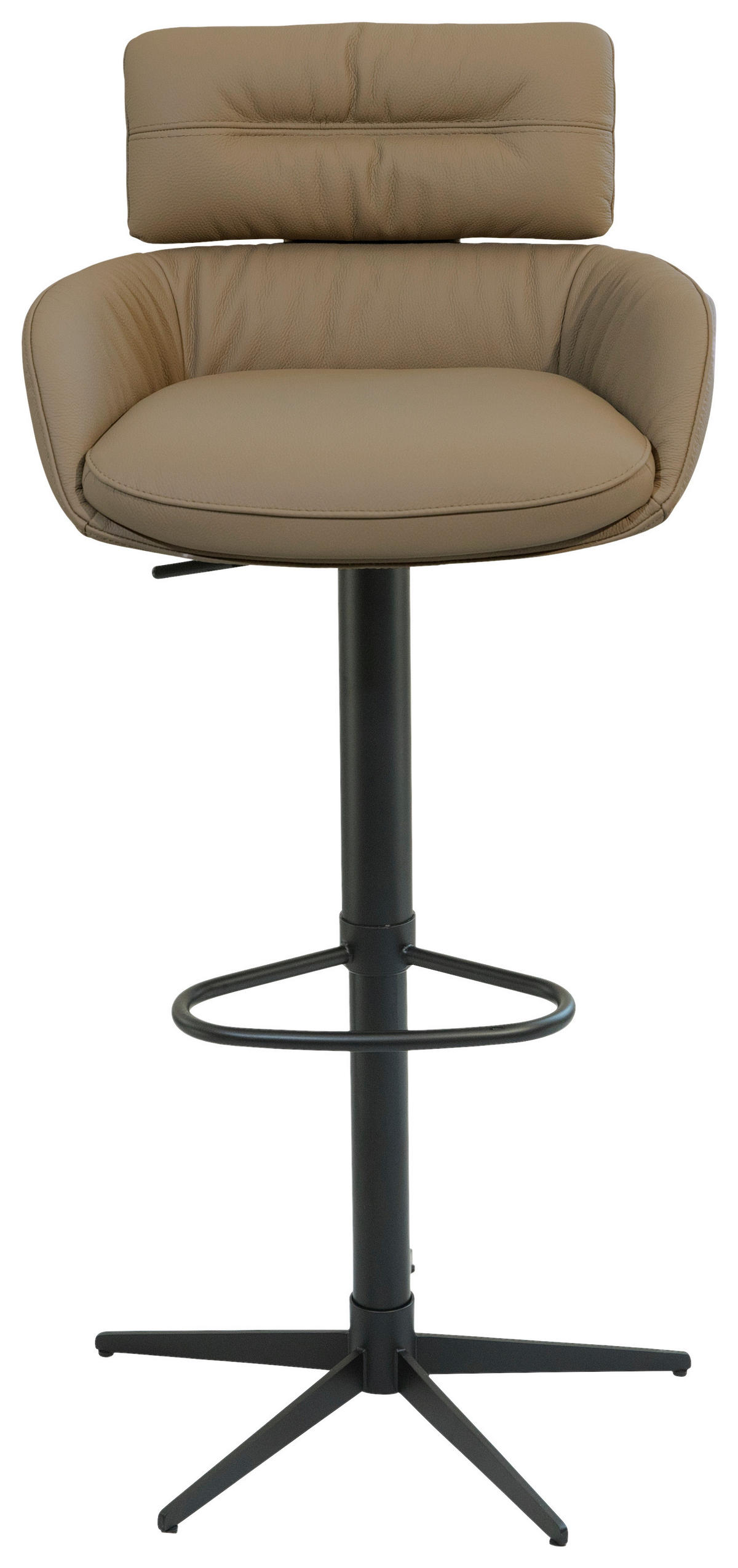 BARHOCKER in Metall, Leder Schwarz, Taupe  - Taupe/Schwarz, Design, Leder/Metall (54/105/53cm) - Dieter Knoll