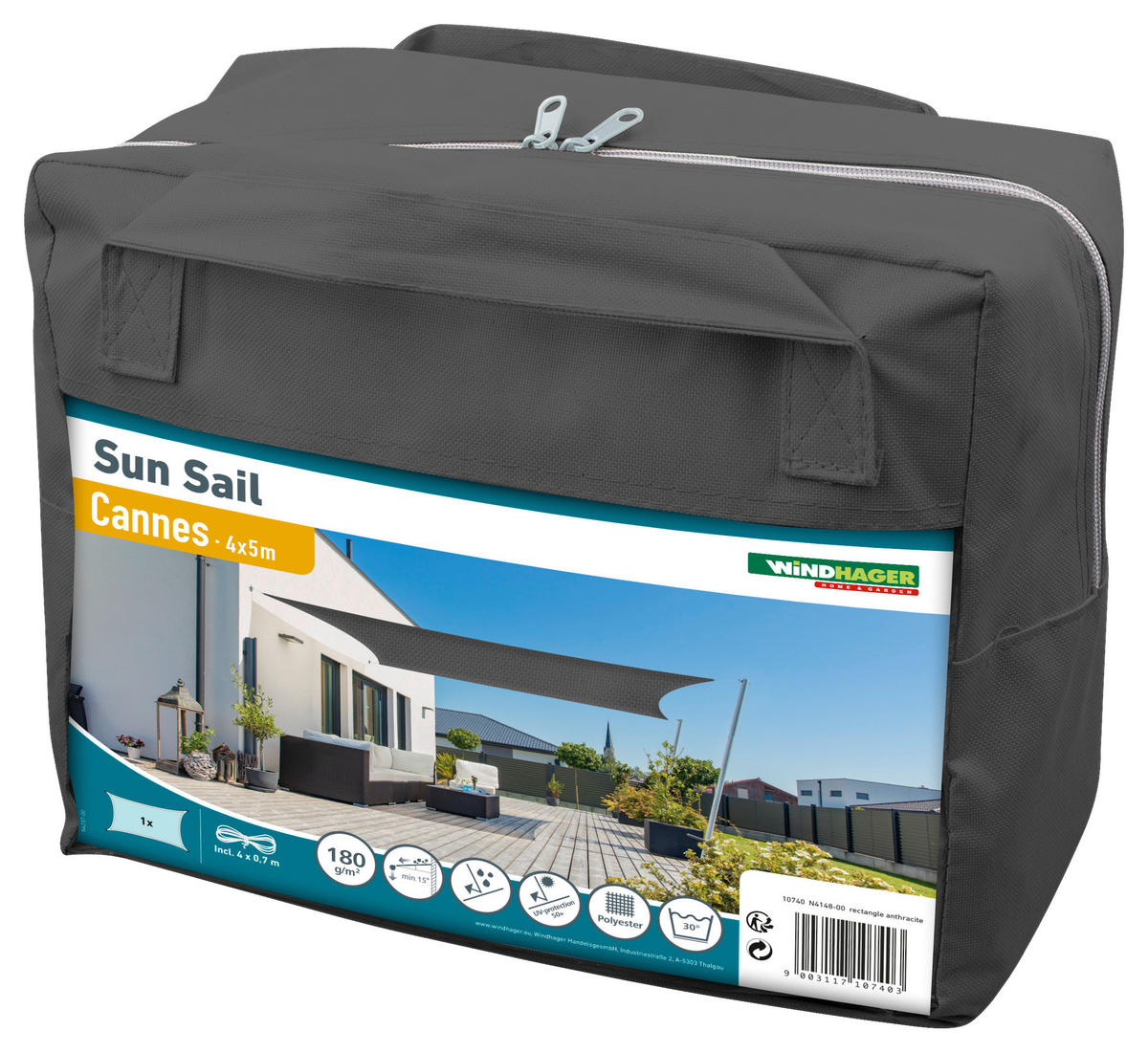 ZAHRADNÍ PLACHTA PROTI SLUNCI 400/500 cm - antracitová, Basics (400/500cm)