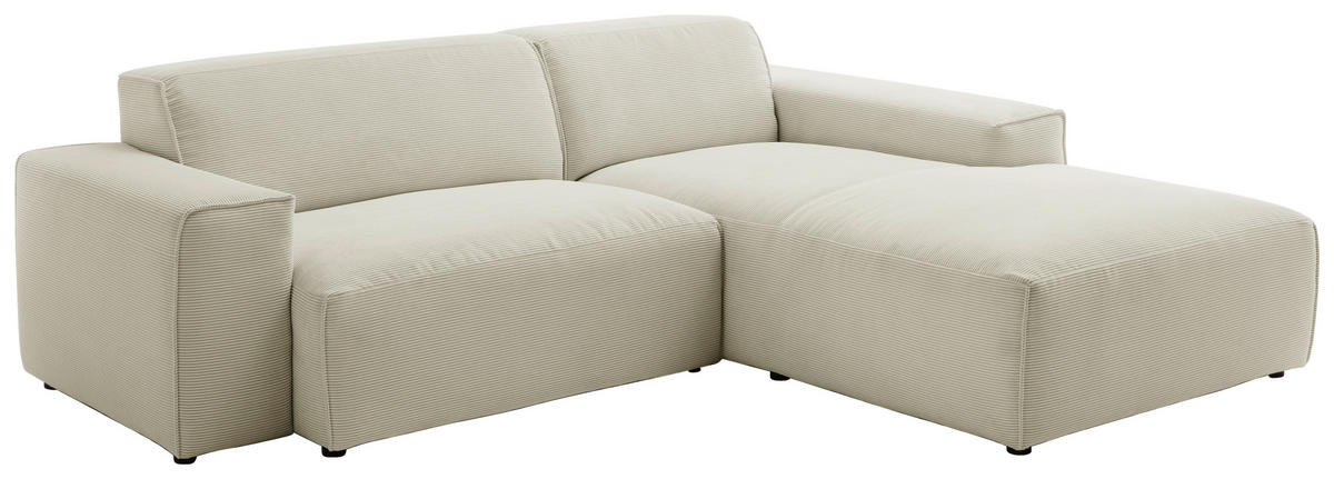 ECKSOFA Sandfarben Cord  - Sandfarben/Schwarz, Design, Kunststoff/Textil (230/189cm) - Pure Home Lifestyle