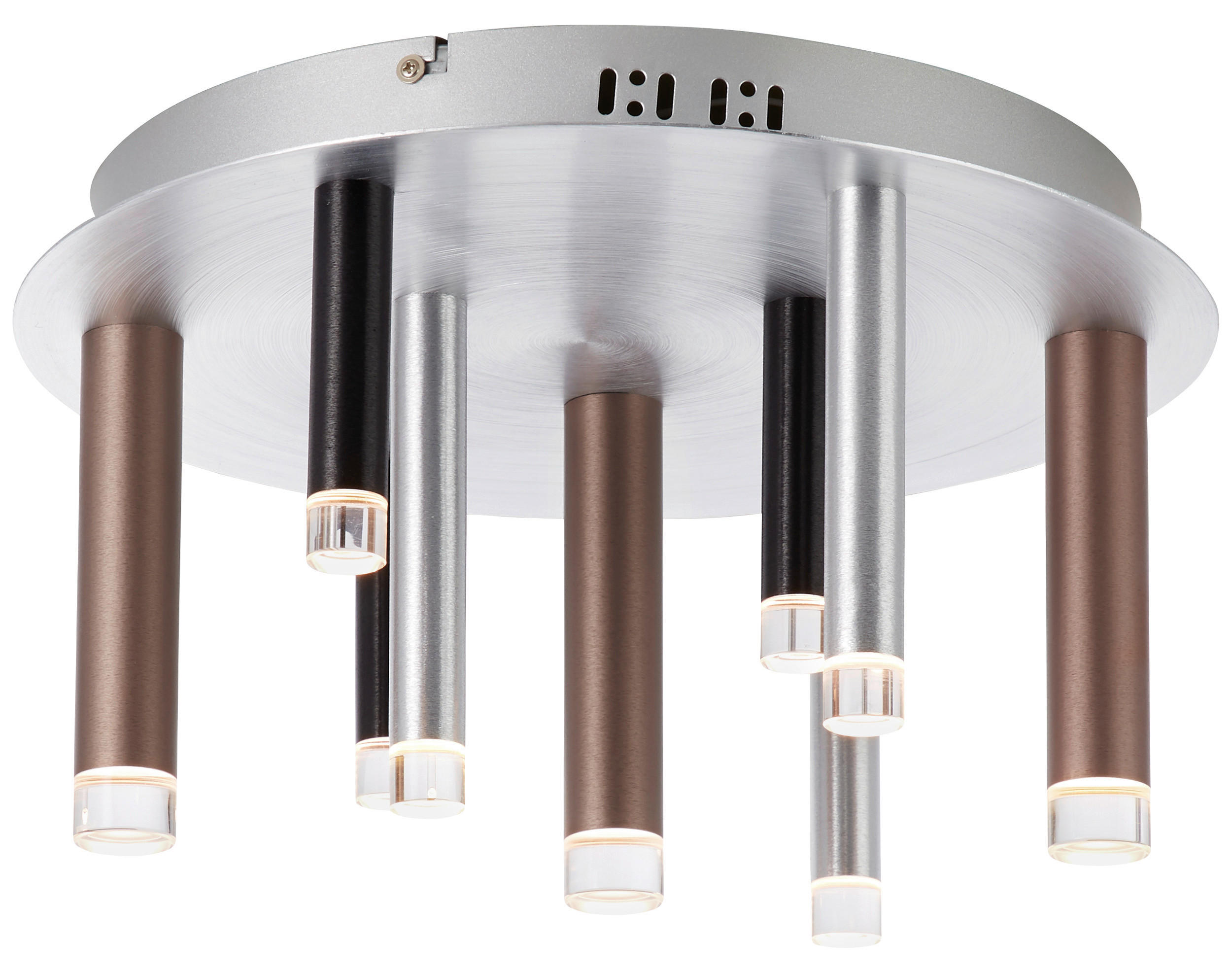 LED-TAKLAMPA Cembalo 40/21,5 cm  - brun/aluminiumfärg, Design, metall/plast (40/21,5cm) - Brilliant