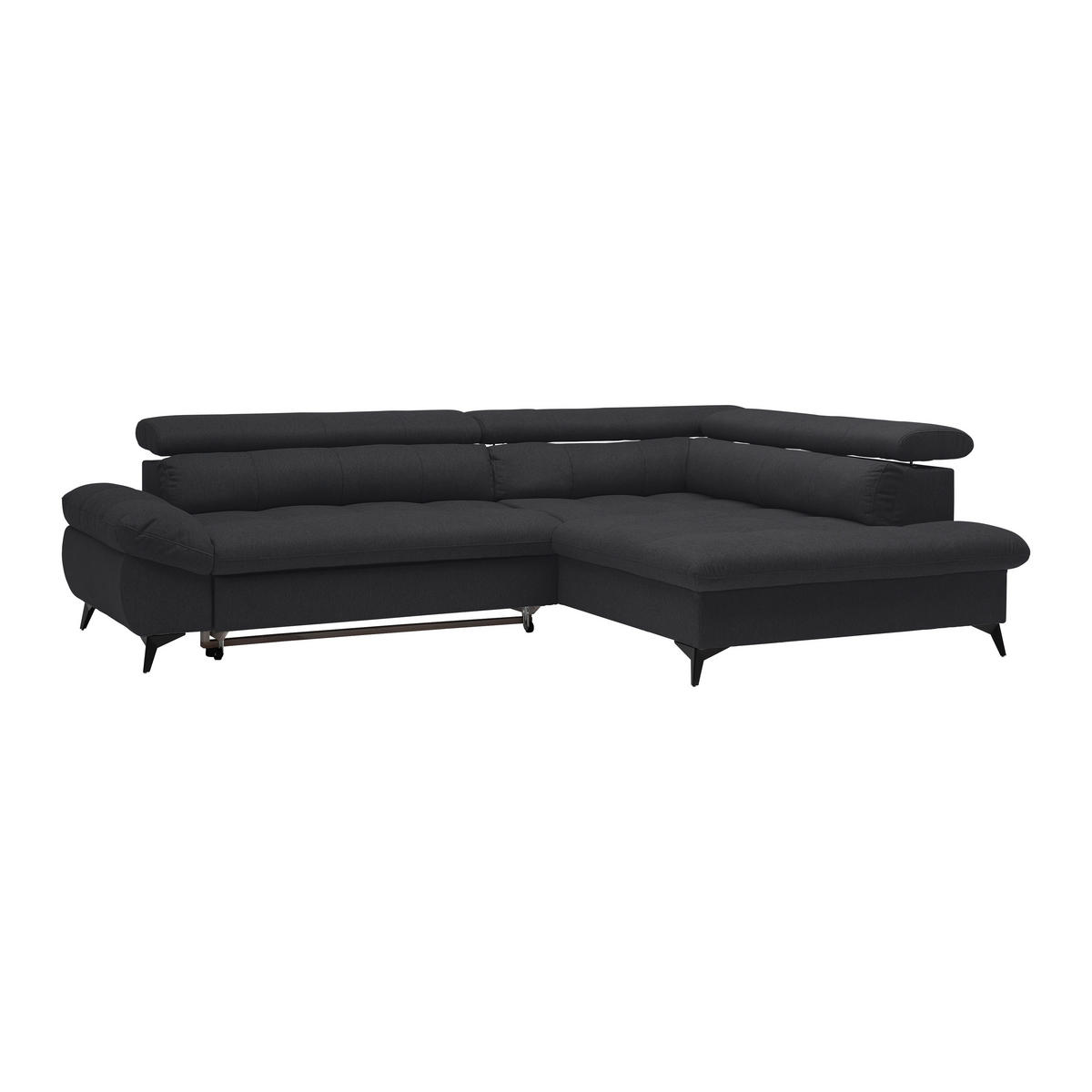 ECKSOFA in Chenille Schwarz  - Schwarz, Modern, Textil/Metall (296/201cm) - Livetastic