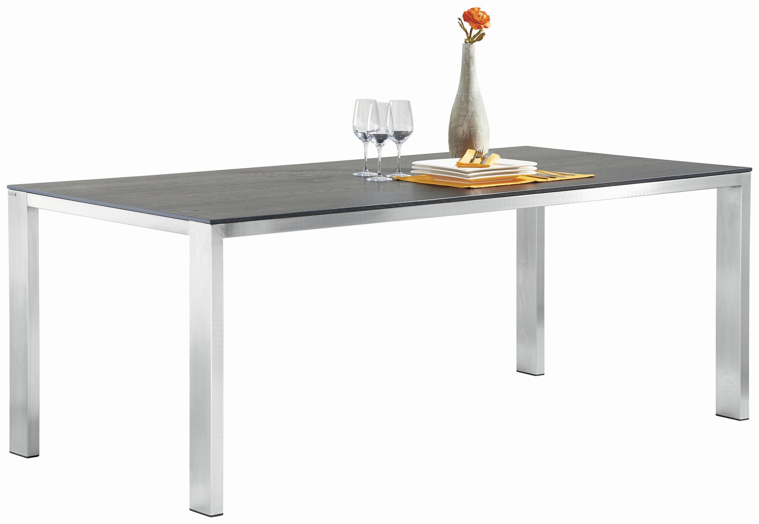 ESSTISCH Eiche massiv rechteckig Eichefarben, Edelstahlfarben  - Edelstahlfarben/Eichefarben, Design, Holz/Metall (200/100/77cm) - Musterring