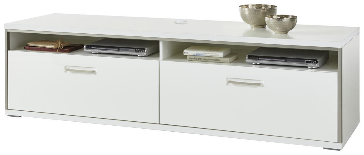 TV-ELEMENT Accra  in 184/51/52 cm  - Weiss Hochglanz/Weiss, Design, Holzwerkstoff/Metall (184/51/52cm) - Livetastic