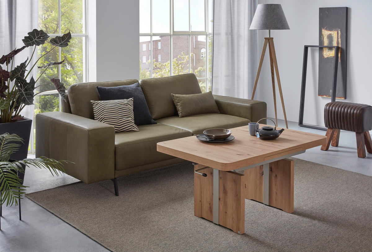 COUCHTISCH 110-150/68/53-72 cm rechteckig Silberfarben, Wildeiche  - Wildeiche/Silberfarben, Design, Holzwerkstoff (110-150/68/53-72cm) - Venda