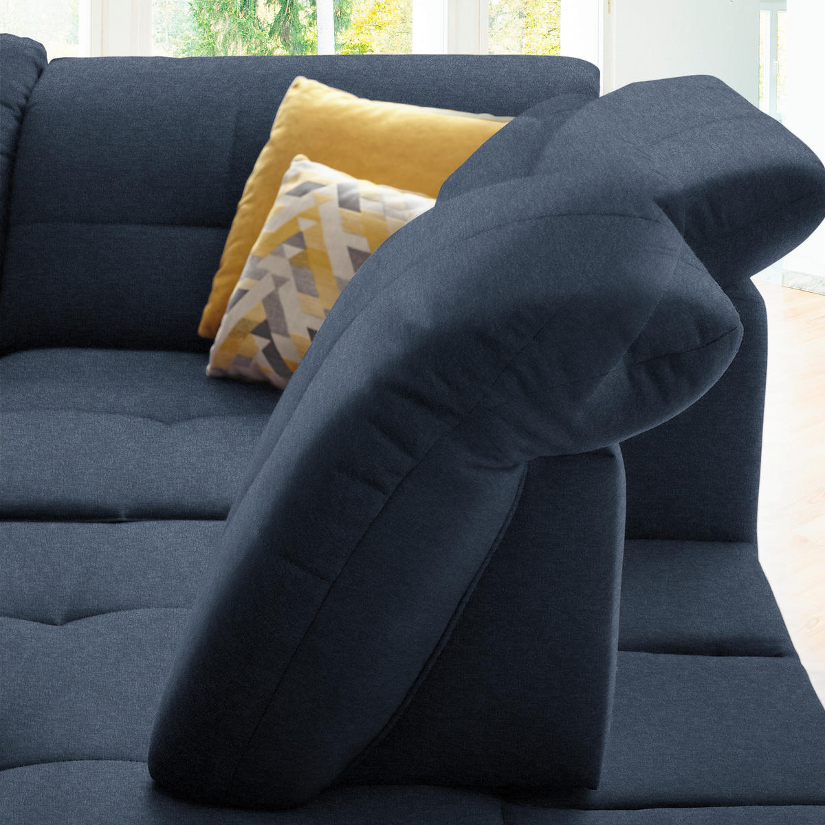 ECKSOFA in Chenille Dunkelblau  - Schwarz/Dunkelblau, Design, Textil/Metall (310/240cm) - Xora
