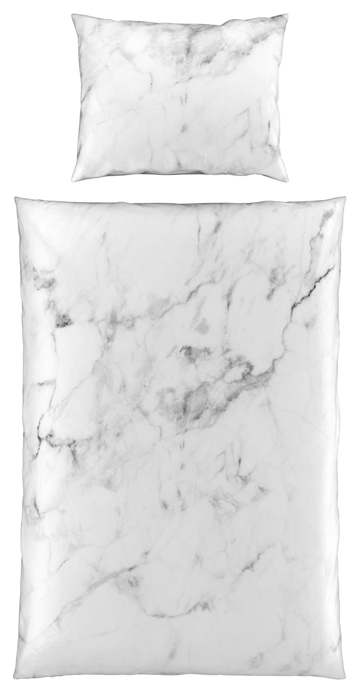 OBOJESTRANSKA POSTELJNINA MARBLE 140/200 cm saten siva  - siva, Basics, tekstil (140/200cm) - Esposa
