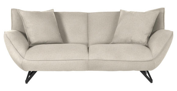 3-SITZER-SOFA in Samt Beige  - Beige/Schwarz, Design, Textil/Metall (203/90/95cm) - Carryhome