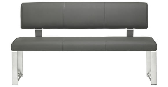 SITZBANK in Grau, Edelstahlfarben - Edelstahlfarben/Grau, Design, Leder/Metall (180cm) - Dieter Knoll