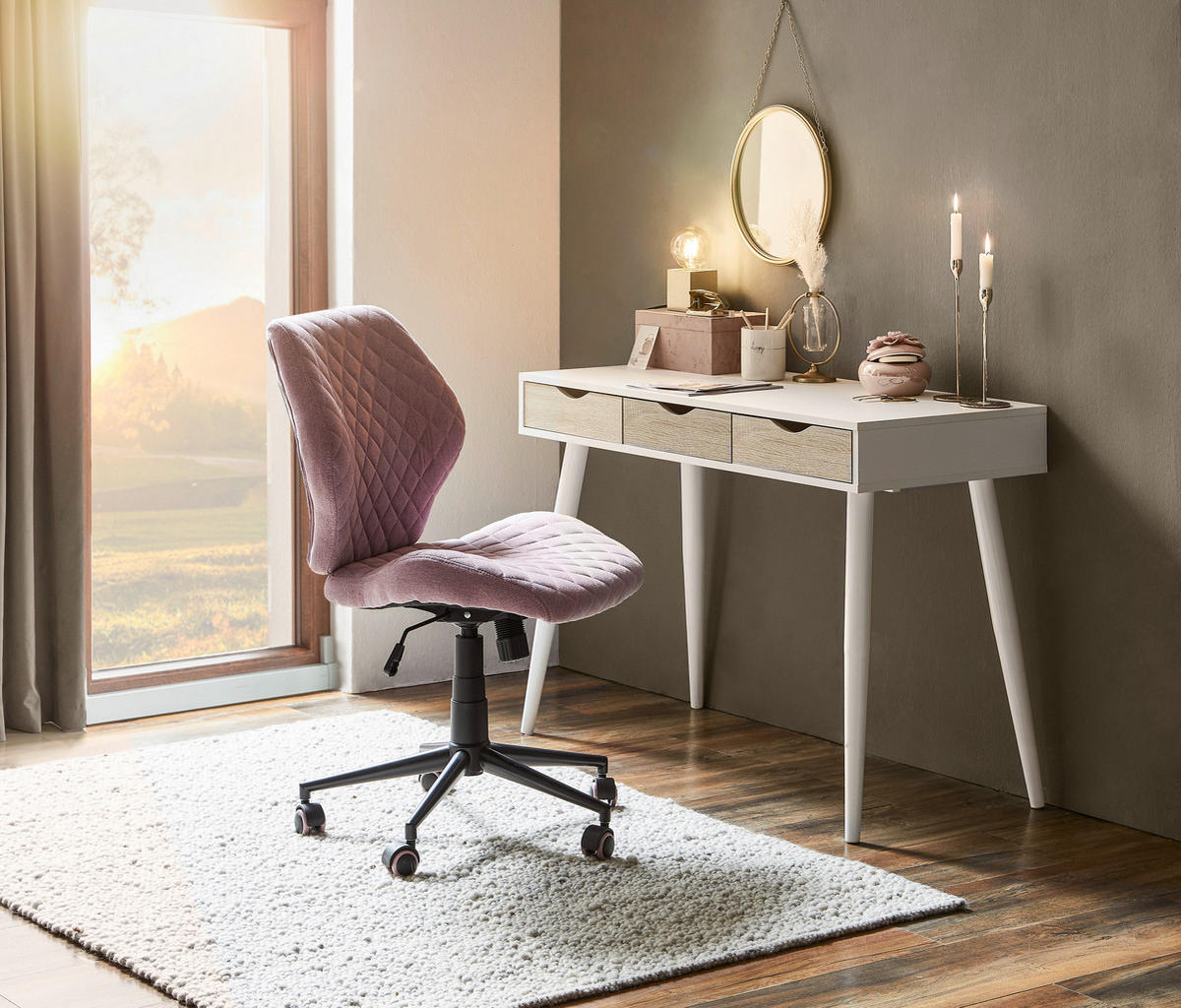 SKRIVBORD 110/50/77,1 cm  i vit, ekfärgad  - vit/ekfärgad, Design, metall/trämaterial (110/50/77,1cm) - Best Price