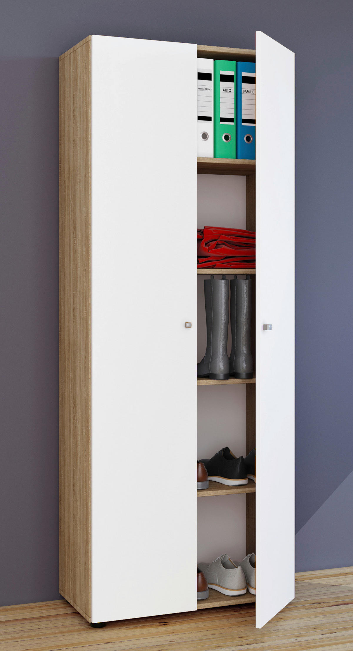 MEHRZWECKSCHRANK 70/178/39 cm  - Weiss/Eichefarben, Design, Holzwerkstoff/Kunststoff (70/178/39cm) - MID.YOU