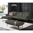 ECKSOFA in Echtleder Graubraun  - Graubraun/Schwarz, Design, Leder/Metall (182/325cm) - Valnatura