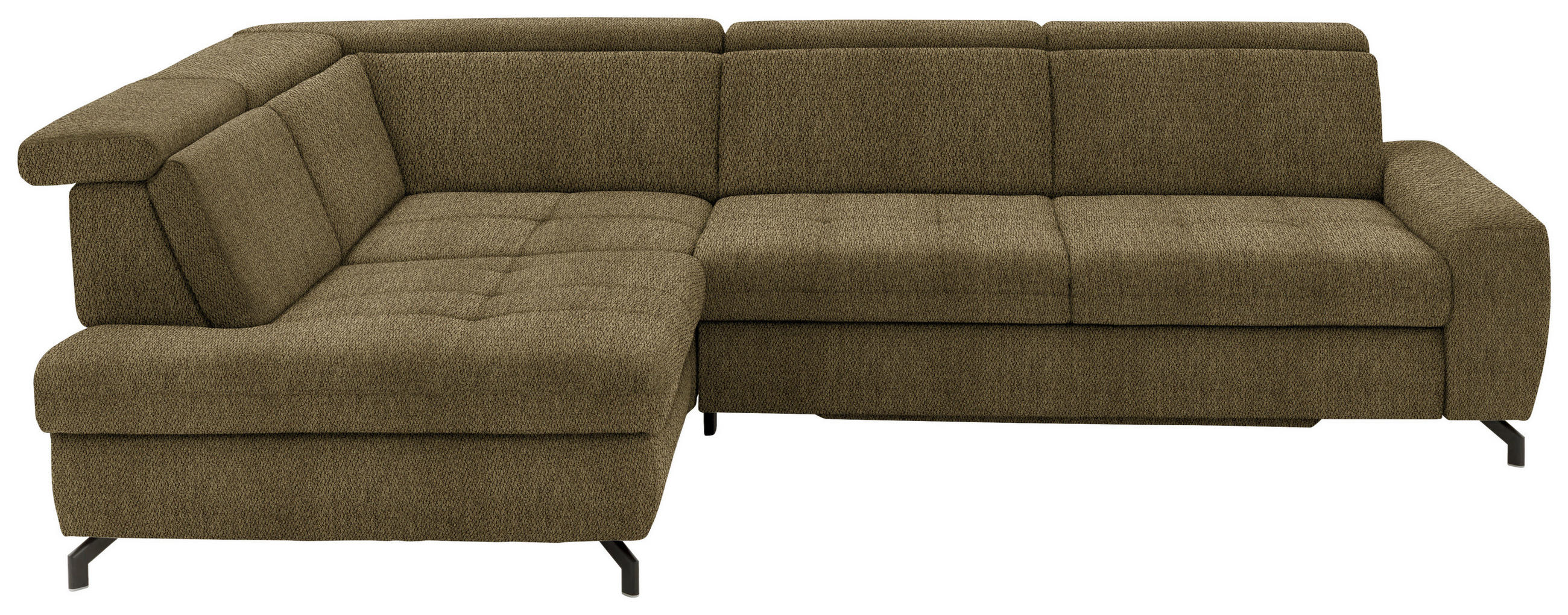 ECKSOFA in Chenille Grün  - Schwarz/Grün, Design, Textil/Metall (220/310cm) - Beldomo Style