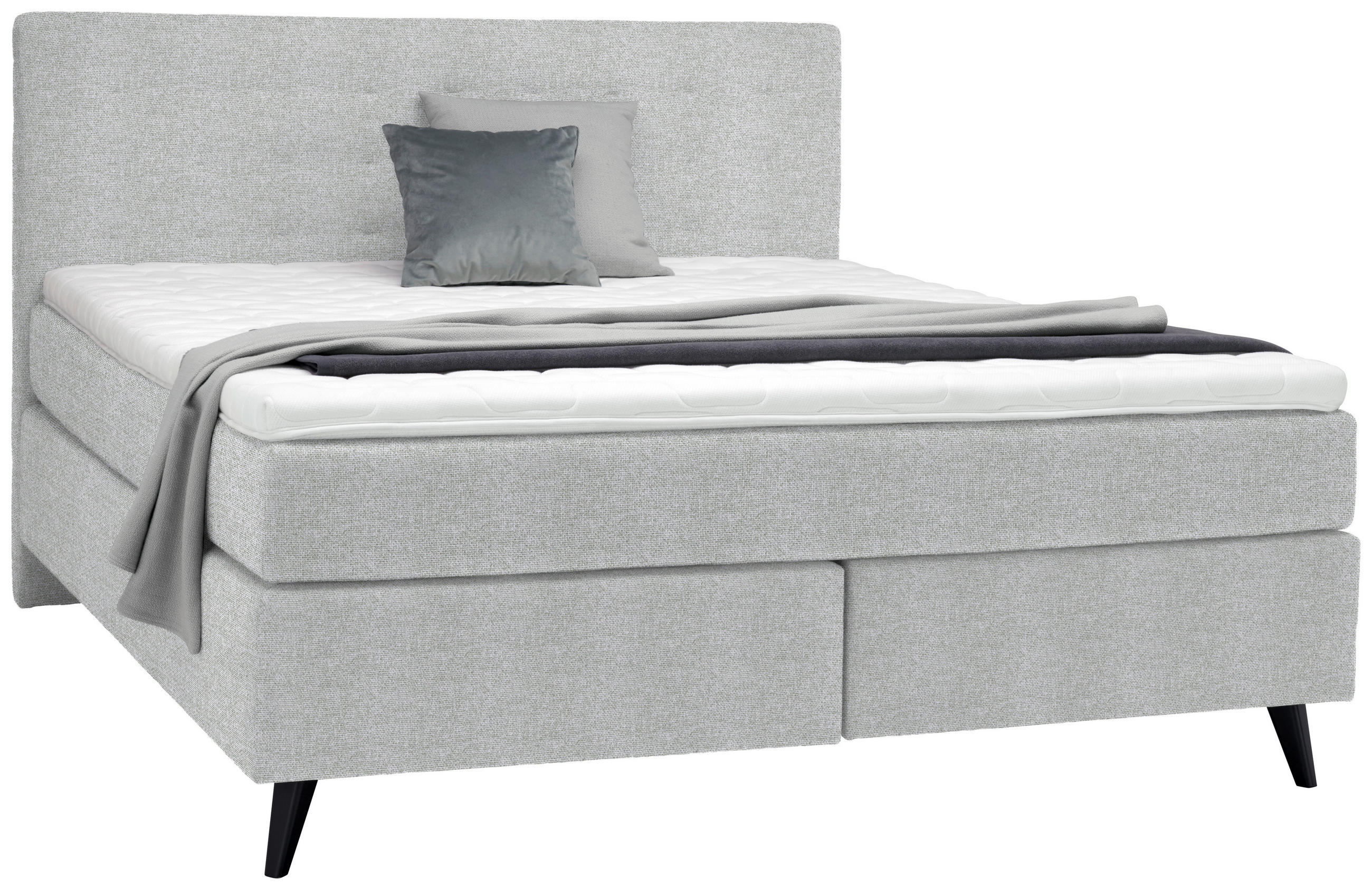 BOXSPRINGBETT 180/200 cm  in Hellgrau  - Hellgrau/Schwarz, KONVENTIONELL, Holz/Textil (180/200cm) - Voleo