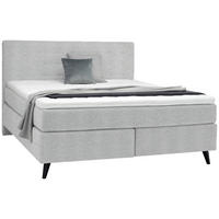 BOXSPRINGBETT 180/200 cm  in Hellgrau  - Hellgrau/Schwarz, Konventionell, Holz/Textil (180/200cm) - Voleo