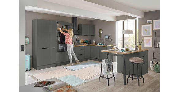 ECKKÜCHE 370/175 cm in Graphitfarben - Schwarz/Graphitfarben, Basics, Holzwerkstoff/Metall (370/175cm) - Xora