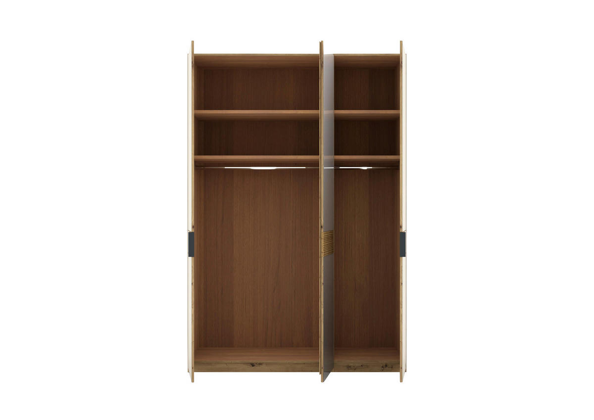 DREHTÜRENSCHRANK 150/216/58 cm,  in Braun, Eichefarben, 3 Tür(en)  - Schieferfarben/Eichefarben, Design, Glas/Holz (150/216/58cm) - Musterring