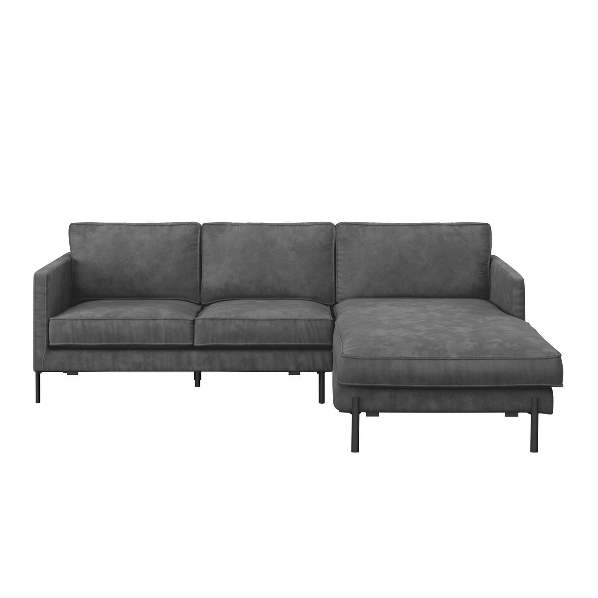 ECKSOFA in Flachgewebe Dunkelgrau  - Dunkelgrau/Schwarz, Trend, Textil/Metall (232/154cm) - Livetastic