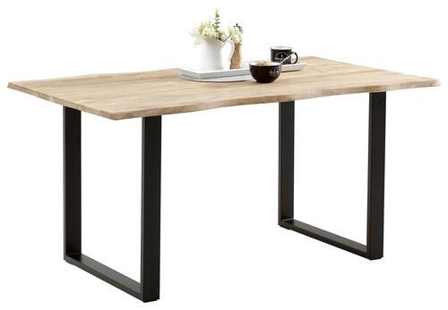 MATBORD i trä, metall 140/80/76 cm - svart/akaciefärgad, Natur, metall/trä (140/80/76cm) - MID.YOU