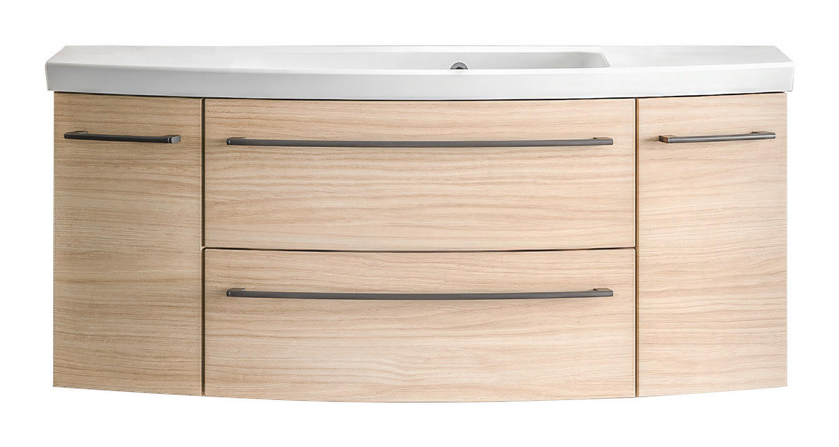 WASCHTISCHKOMBI 121 cm  - Eichefarben/Schwarz, KONVENTIONELL, Holzwerkstoff/Stein (121cm) - Sadena