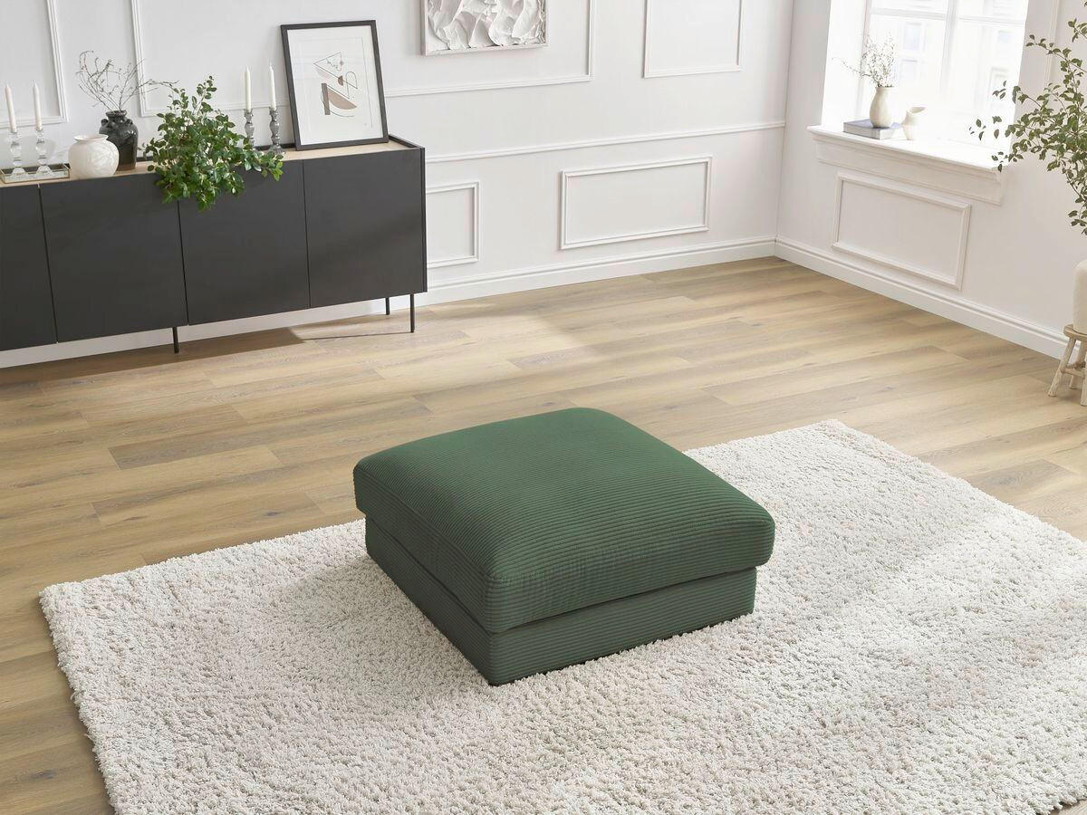 HOCKER LEONARD Cord Dunkelgrün  - Dunkelgrün/Schwarz, MODERN, Kunststoff/Textil (86/43/86cm)