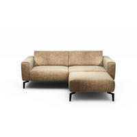 2,5-Sitzer inkl. Hocker Samt Sandfarben  - Sandfarben/Schwarz, Design, Textil/Metall (220/86/86-94cm) - SENSOO