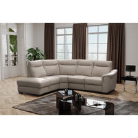 ECKSOFA Grau Echtleder Lederlook  - Wengefarben/Grau, Design, Leder/Holz (229/260cm) - Livetastic