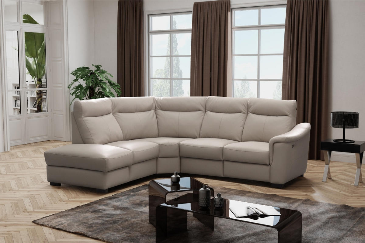 ECKSOFA Grau Echtleder Lederlook  - Wengefarben/Grau, Design, Leder/Holz (229/260cm) - Livetastic