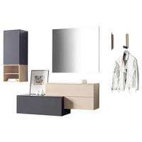 GARDEROBE 8-teilig  in 200/198/35/45 cm  - Eichefarben/Schwarz, Design, Holz/Holzwerkstoff (200/198/35/45cm) - Sudbrock