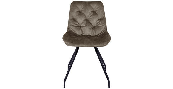STUHL Samt Schwarz, Taupe - Taupe/Schwarz, Design, Textil/Metall (51/88/66cm) - Novel