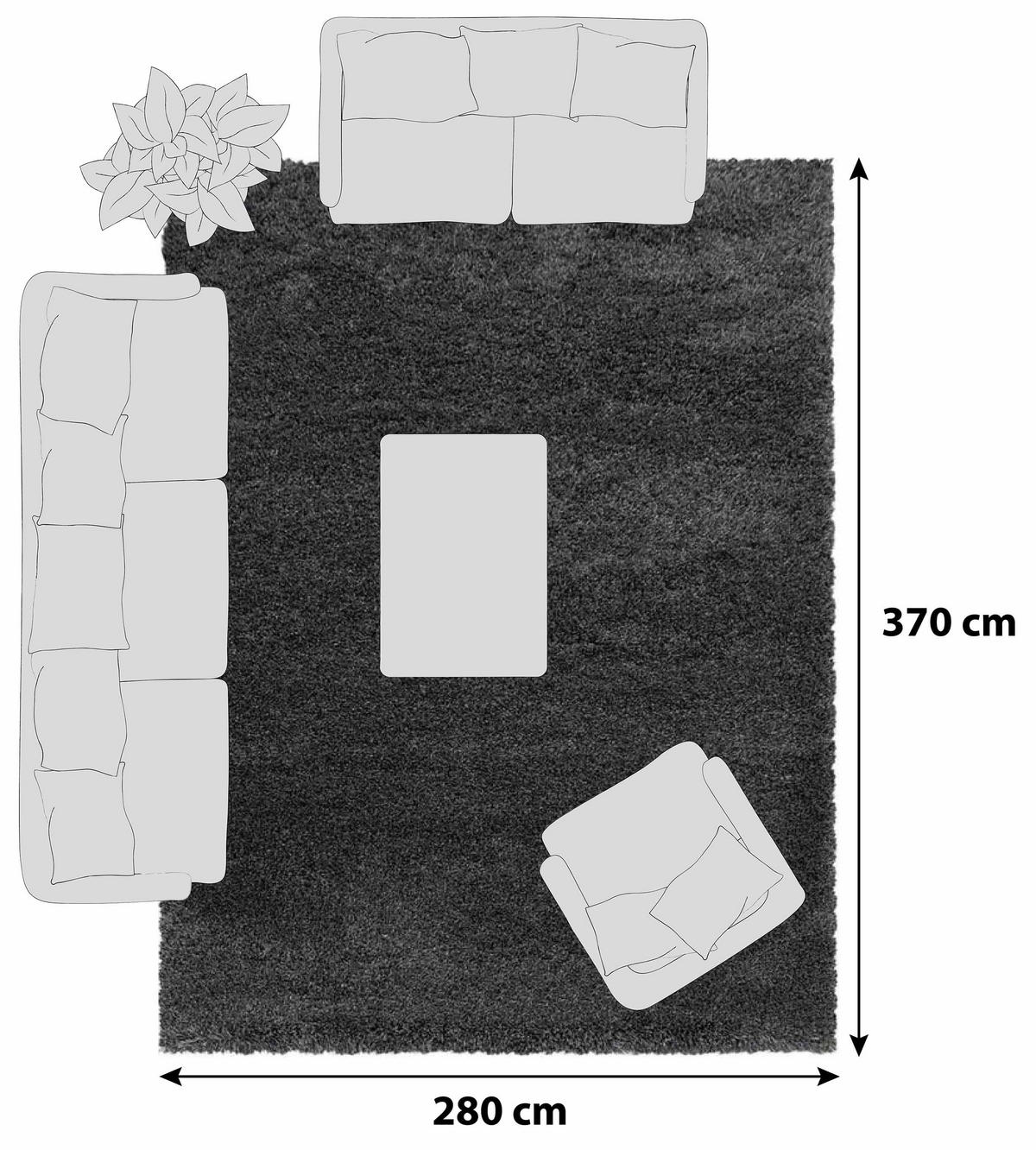 HOCHFLORTEPPICH 280/370 cm Fluffy 3500 Grey Grau  - Grau, Basics, Textil (280/370cm)