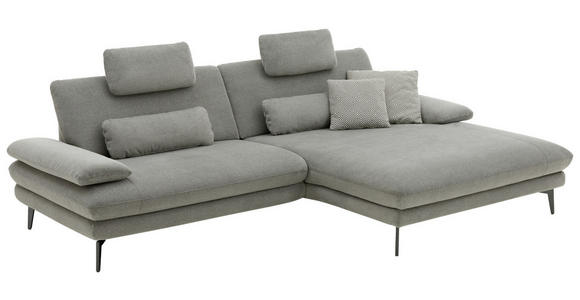 ECKSOFA Grau Webstoff  - Schwarz/Grau, Design, Textil/Metall (284/184cm) - Dieter Knoll