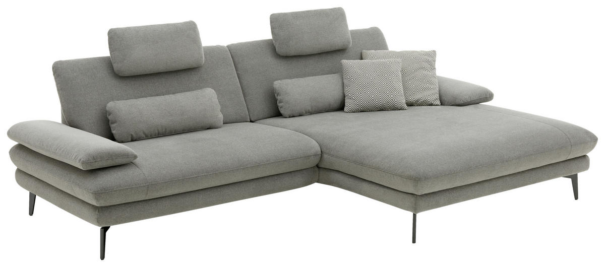 ECKSOFA Grau Webstoff  - Schwarz/Grau, Design, Textil/Metall (284/184cm) - Dieter Knoll