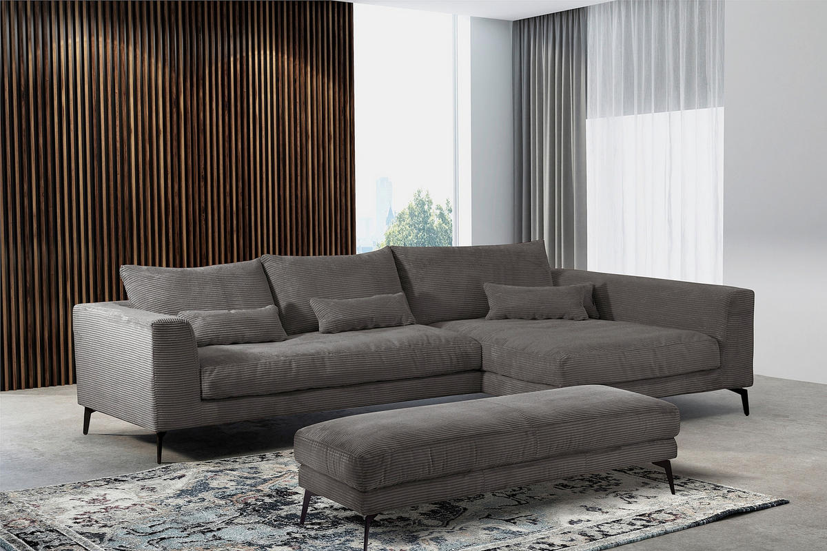 HOCKER Textil Grau  - Schwarz/Grau, Design, Textil/Metall (163/46/62cm) - Livetastic