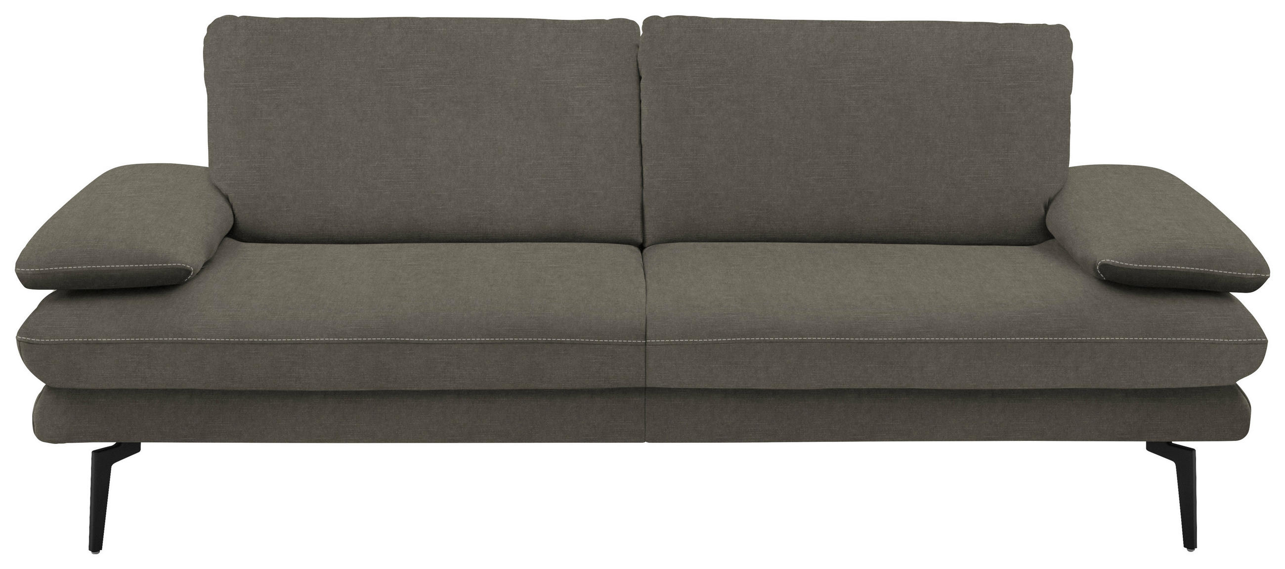 3-SITZER-SOFA in Velours Grau  - Beige/Schwarz, Design, Textil/Metall (222/89/104cm) - Dieter Knoll