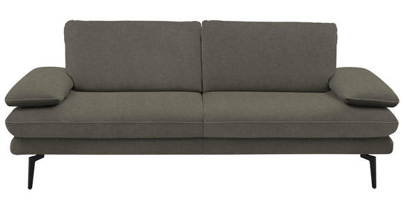 3-SITZER-SOFA in Velours Grau  - Beige/Schwarz, Design, Textil/Metall (222/89/104cm) - Dieter Knoll