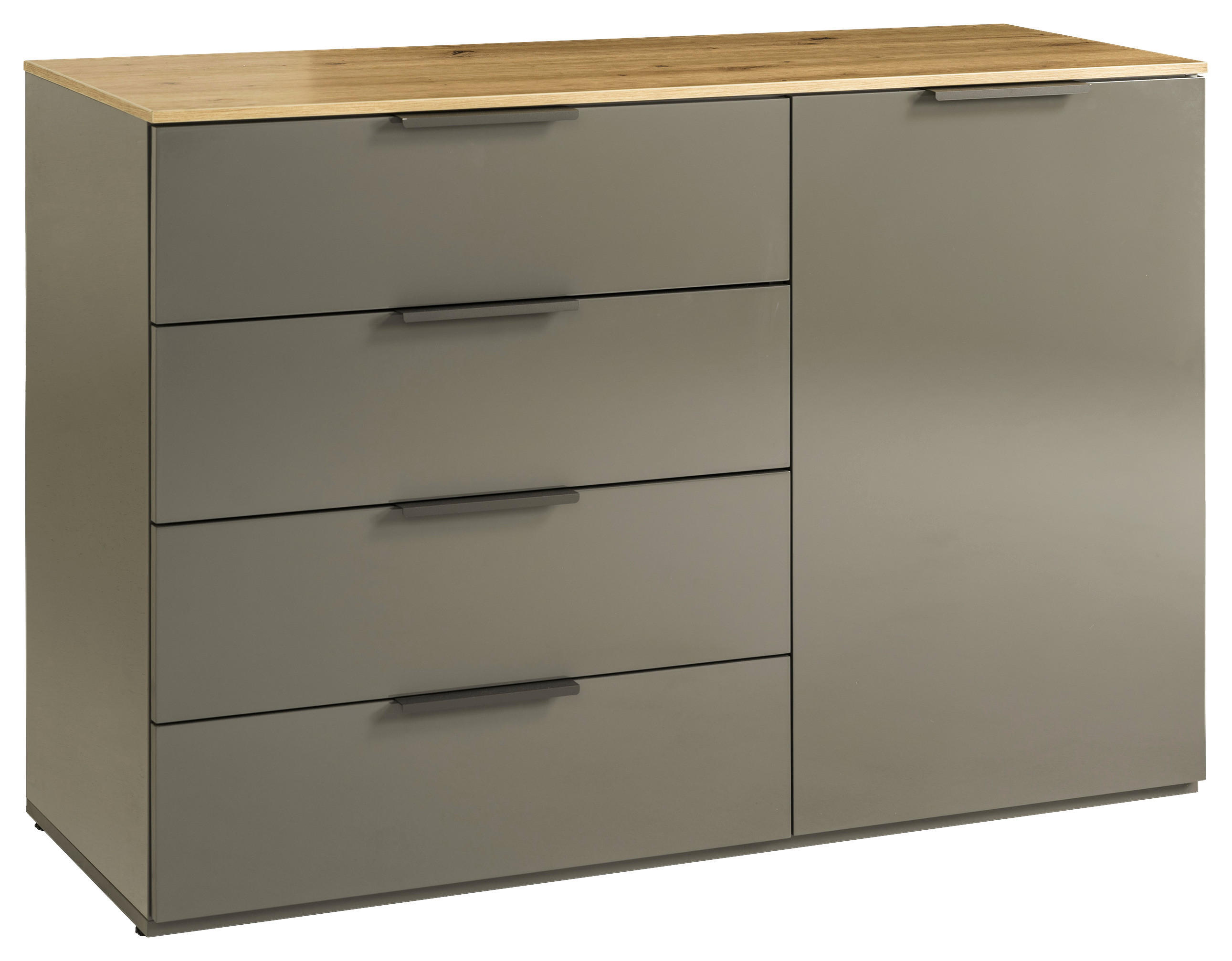 KOMMODE Galaverna, 119,5/80,5/44,4 cm, 4 Schublade(n)  - Grau Hochglanz/Anthrazit, Design, Holzwerkstoff (119,5/80,5/44,4cm) - Carryhome