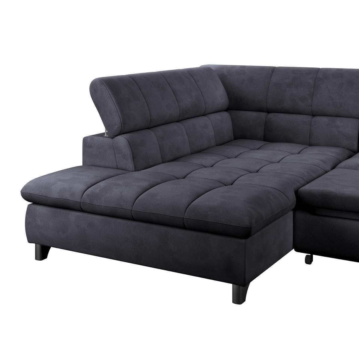 ECKSOFA Dunkelblau Chenille  - Chromfarben/Dunkelblau, KONVENTIONELL, Textil/Metall (234/312cm) - Livetastic