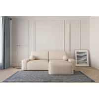 ECKSOFA OVAL Creme Bouclé Rückenkissen, Schlaffunktion, Rücken echt, Stauraum  - Creme/Schwarz, Design, Kunststoff/Textil (268/110cm) - MID.YOU
