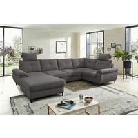 WOHNLANDSCHAFT SOLEI U Dunkelgrau Chenille  - Dunkelgrau/Schwarz, Design, Kunststoff/Textil (188/334/184cm) - MID.YOU