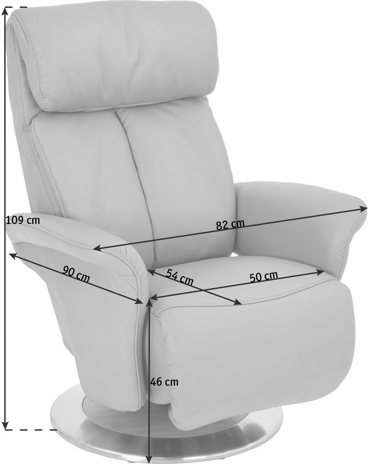 RELAXSESSEL in Leder Cognac  - Edelstahlfarben/Eichefarben, Design, Leder/Holz (82/109/90cm) - Himolla
