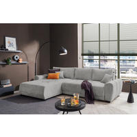 HÖRNBÄDDSOFFA 3-sits i chenille silver  - silver/svart, Basics, textil/plast (321/184cm) - Livetastic