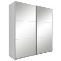 SCHWEBETÜRENSCHRANK Weiss  - Weiss/Silberfarben, Basics, Glas/Holzwerkstoff (200/216/64cm) - Boxxx