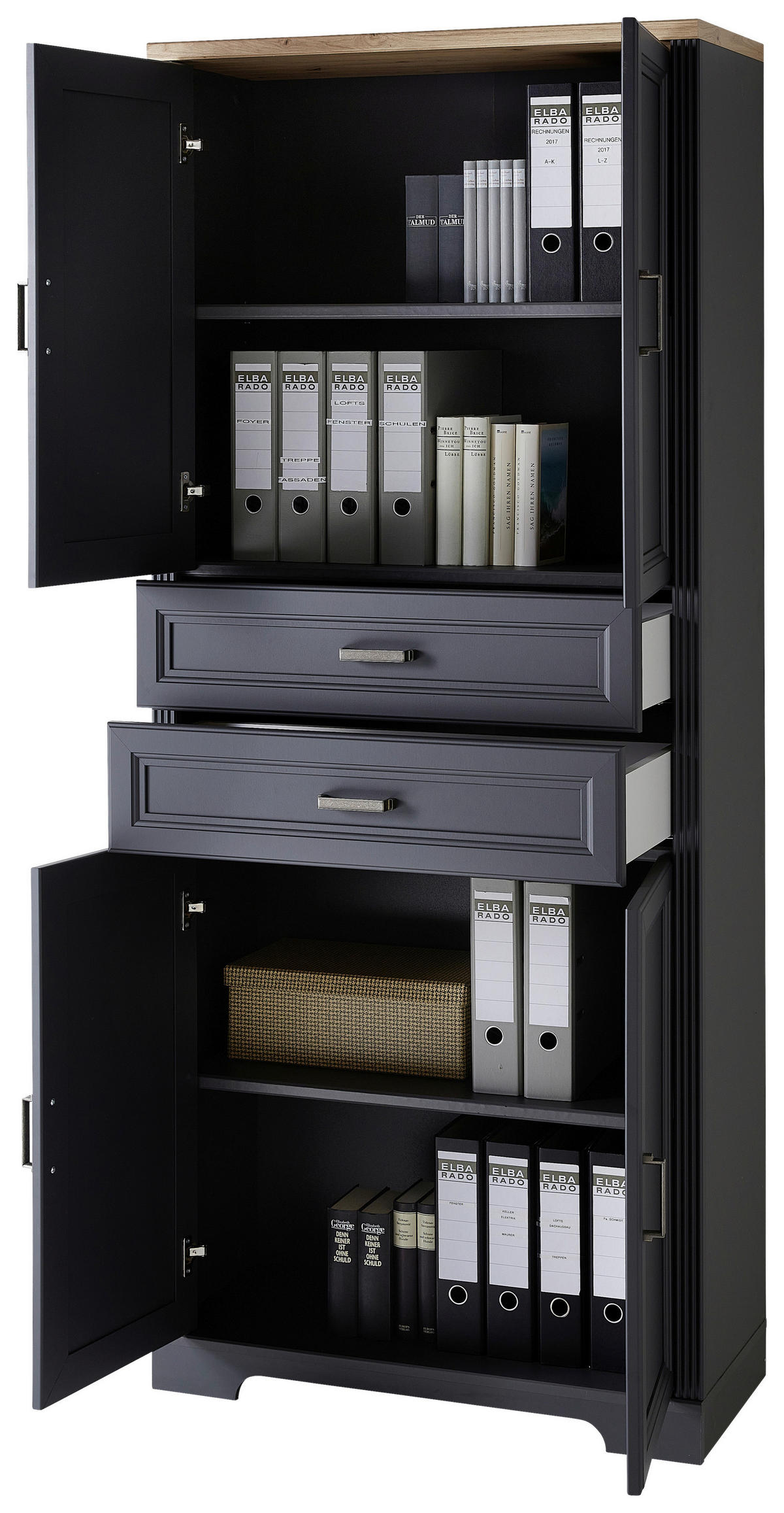 AKTENSCHRANK Graphitfarben, Eiche Artisan  - Graphitfarben/Eiche Artisan, KONVENTIONELL, Holzwerkstoff (86/204/38cm) - Carryhome
