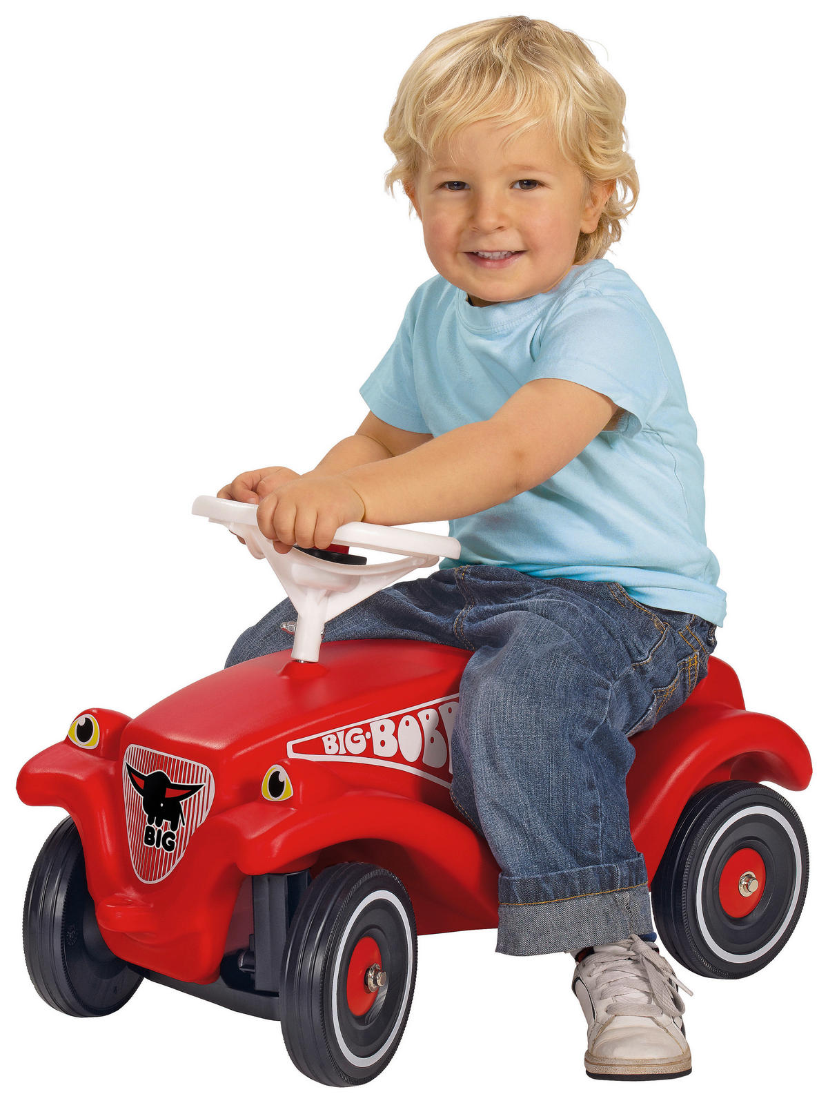 RUTSCHFAHRZEUG Bobby Car-Set inkl. Schuhschoner und Flüsterräder  - Rot/Schwarz, Basics, Kunststoff/Metall (58/30/38cm) - BIG