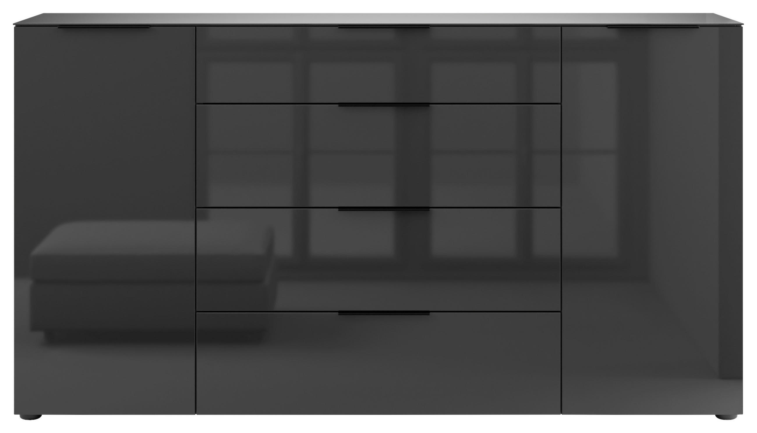SIDEBOARD style  in 180/98,7/40 cm  - Anthrazit/Anthrazit Hochglanz, Basics, Glas/Holzwerkstoff (180/98,7/40cm)