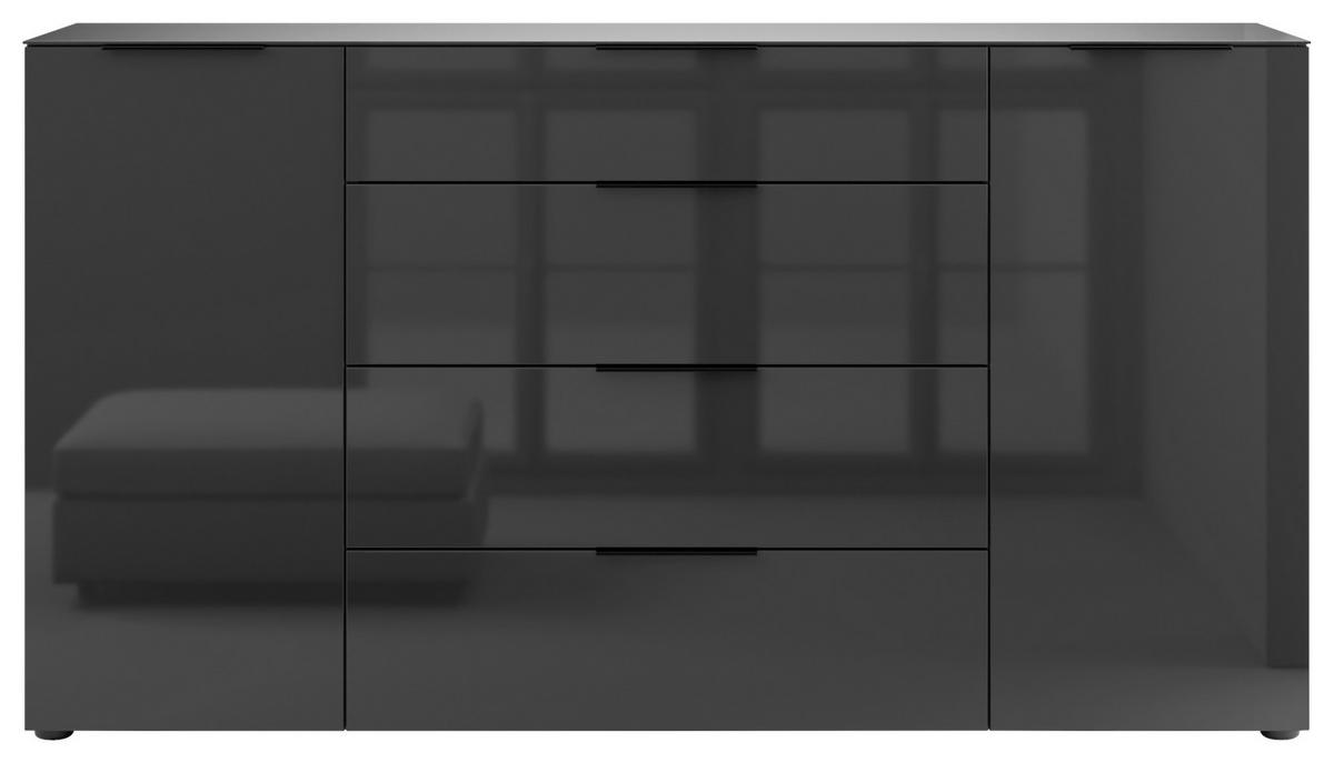 SIDEBOARD style  in 180/98,7/40 cm  - Anthrazit/Anthrazit Hochglanz, Basics, Glas/Holzwerkstoff (180/98,7/40cm)